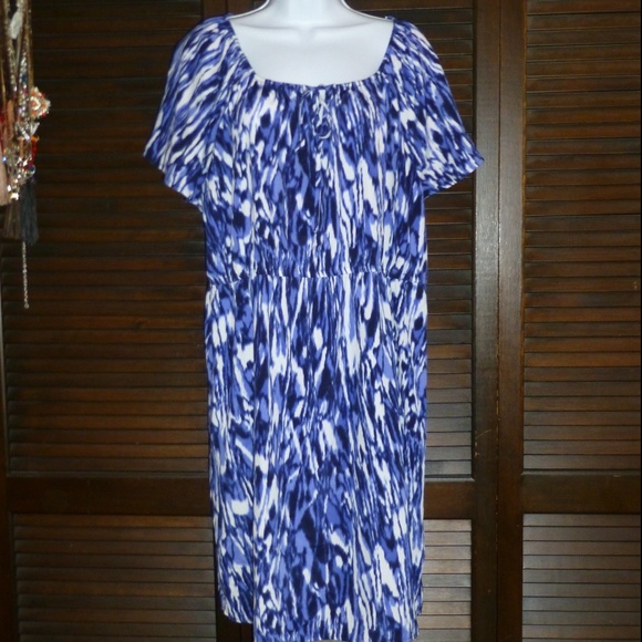 Dana Buchman Dresses & Skirts - DANA BUCHMAN Blue & White Shift Dress, XL, NWOT